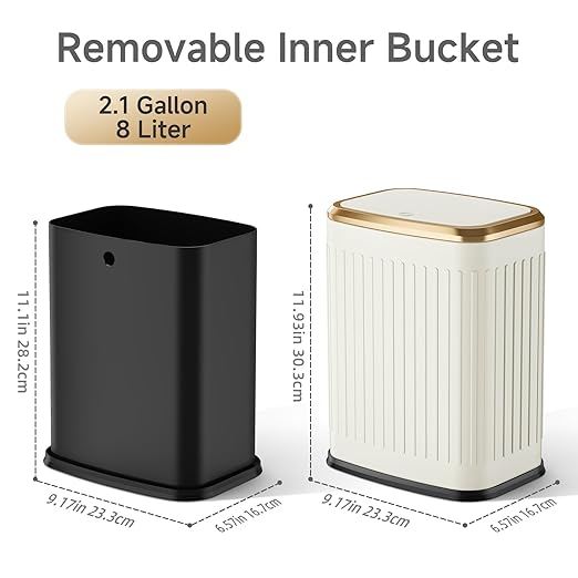 TIPGO Bathroom Trash Can with Lid, 2.1 Gallon / 8 Liter Small Garbage Can - Image 5