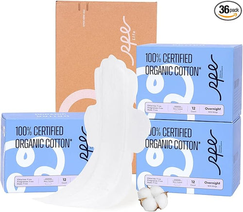 100% Organic Overnight Pads for Women, Ultra Thin Extra Heavy Flow Menstrual by RPELife