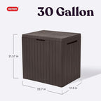 Keter City 30 Gallon Resin Outdoor Storage Box and Patio Furniture Side Table for Pool and Garden Accessories, Brown - Image 2