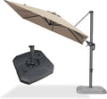 PURPLE LEAF 8 Feet Outdoor Square Cantilever Umbrella Patio Umbrella with Base Aluminum Offset Umbrella with 360-degree Rotation for Garden Deck Pool Patio Taupe by PURPLELEAF