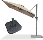 PURPLE LEAF 8 Feet Outdoor Square Cantilever Umbrella Patio Umbrella with Base Aluminum Offset Umbrella with 360-degree Rotation for Garden Deck Pool Patio Taupe by PURPLELEAF