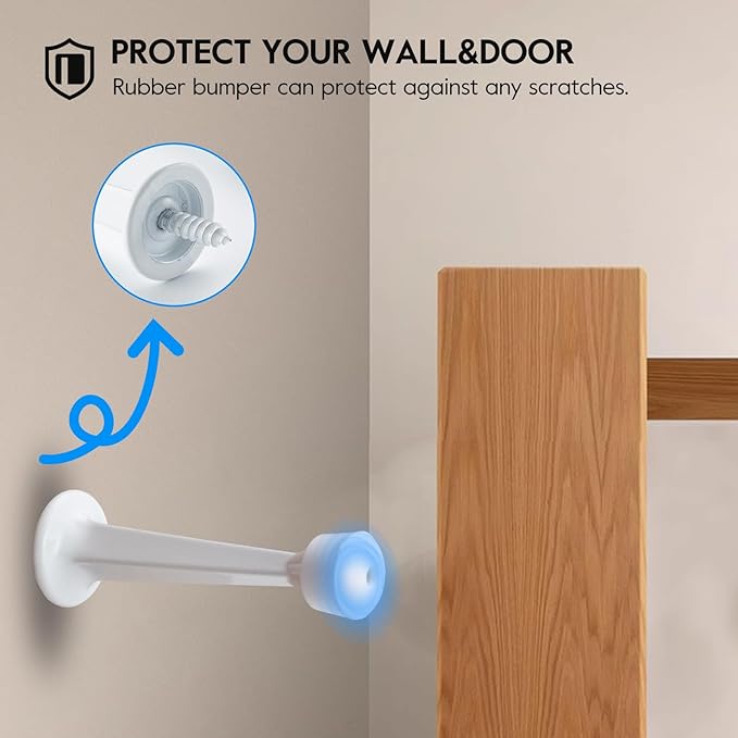 3" Door Stopper, 8 Pack Heavy Duty Solid Rigid Door Stops w/Plastics Tip - Image 6