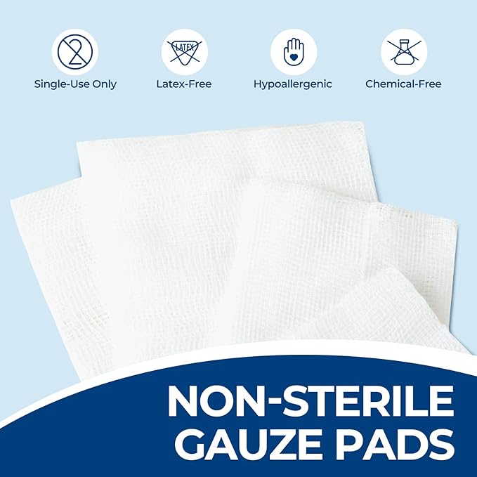 200 Pack 4x4 Inch Gauze Sponges 8-Ply, 100% Cotton Large Gauze Pads - Image 4