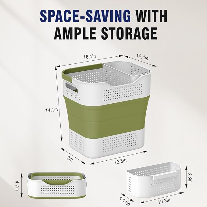 TECHMILLY Collapsible Plastic Laundry Basket Hamper - Image 2