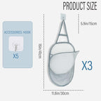 3 Pieces Hanging Laundry Hamper Foldable Mesh Hamper Dirty Cloth Basket - Image 7