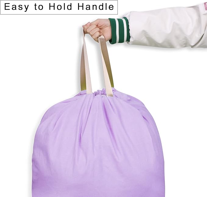 Cotton Canvas Laundry Bag with Handles & Drawstring Straps, Heavy Duty Extra - Image 2