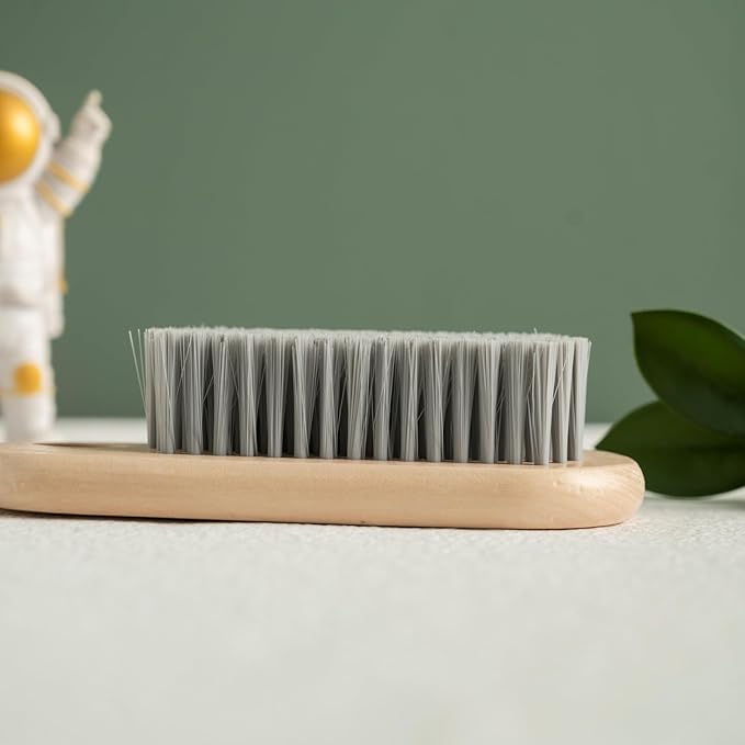 2PCS Wood Laundry Brush, Clothing Stain Remover Scrubber, Soft Bristle - Image 2