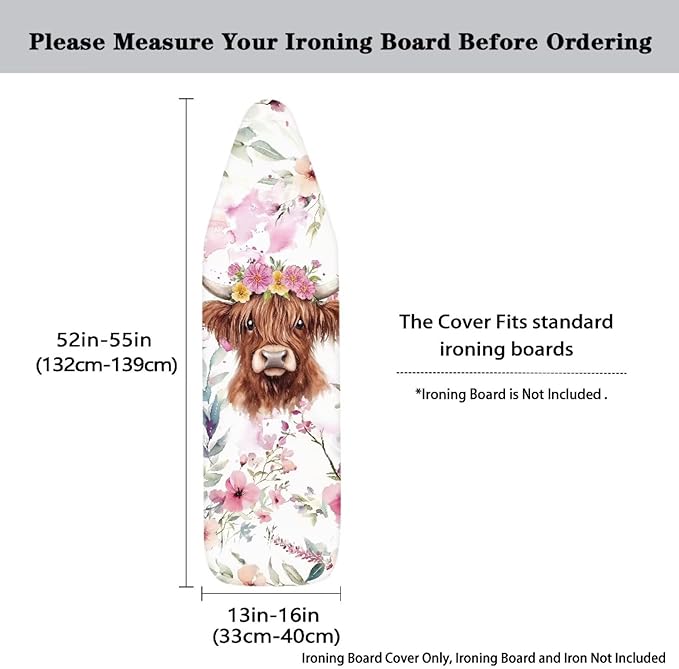 Sprowallow Cow Iron Ironing Board Cover 15x54 inch, Thick Padding, Fits Small - Image 5