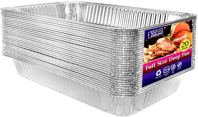 Aluminum Deep Foil Pans Full Size, Large Disposable Roasting & Baking Pan by NicoleHomeCollection