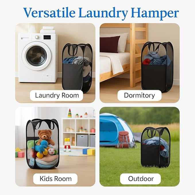 2-in-1 hanging laundry hamper Bag + Pop-up mesh laundry basket, XL Over the - Image 8