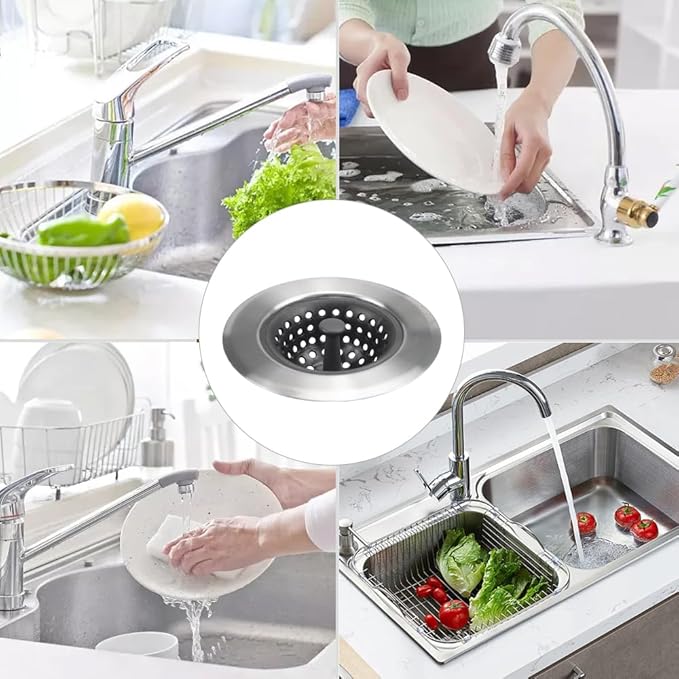 Kitchen Set of 2 Sink Strainers, Flexible Silicone Good Grip Kitchen Sink - Image 5