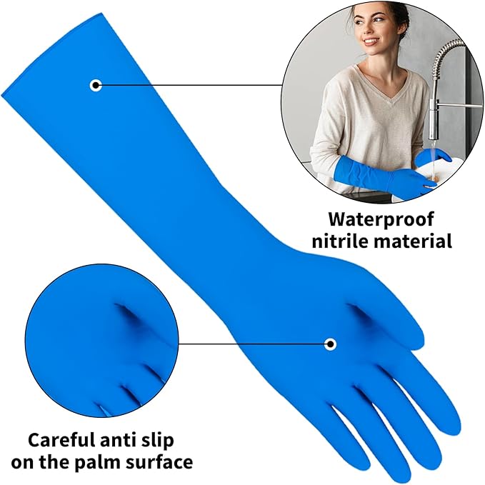 Long Sleeves Durable Disposable Nitrile White Gloves 15inches, Household - Image 2