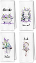 Farmhouse Purple Botanical Bathroom Hand Towels, Relax Breathe Soak Unwind by Unknown