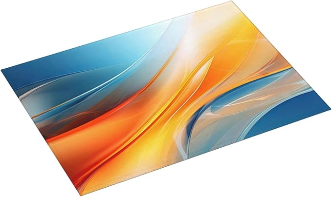 Burnt Orange Blue Fluid Art Dish Drying Mats - Image 2