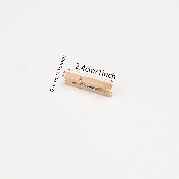Wooden Clothes Pins, Natural Wood, 50 Pack, 1 Inch, Mini Wooden Rust Resistant - Image 3
