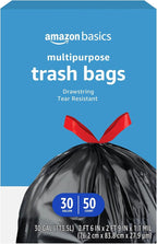 Amazon Basics Multipurpose Drawstring Trash Bags, 30 Gallon Capacity, Tear by AmazonBasics