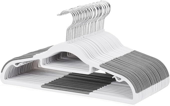 30-Pack Plastic Clothes Hangers, Space Saver, Non Slip, 360° Swivel Hook by SmartHomeforYourFamily