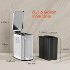 Small Bathroom Trash Can with Lid Soft Close, 6L / 1.6 Gallon Stainless Steel - Image 6