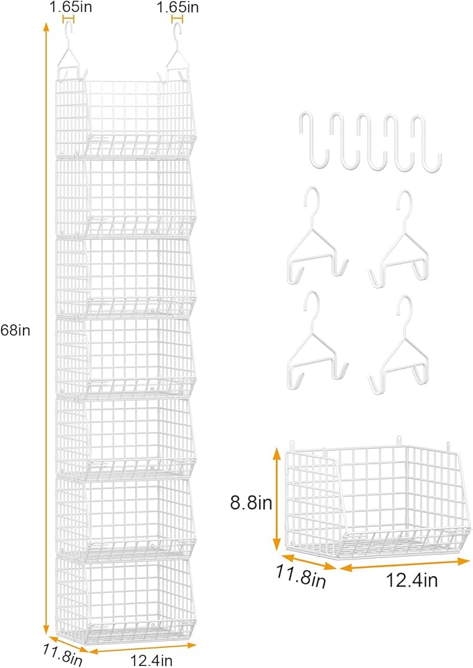 7 Tier Hanging Closet Organizer and Storage, Foldable Wire Closet Shelving - Image 3