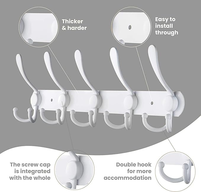 Coat Rack Wall Mounted, 5 Tri Stainless Steel Coat Hook - Image 3