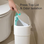 Bathroom Trash Can with Press Top Lid, 3.2 Gallon Slim Garbage Can - Image 2