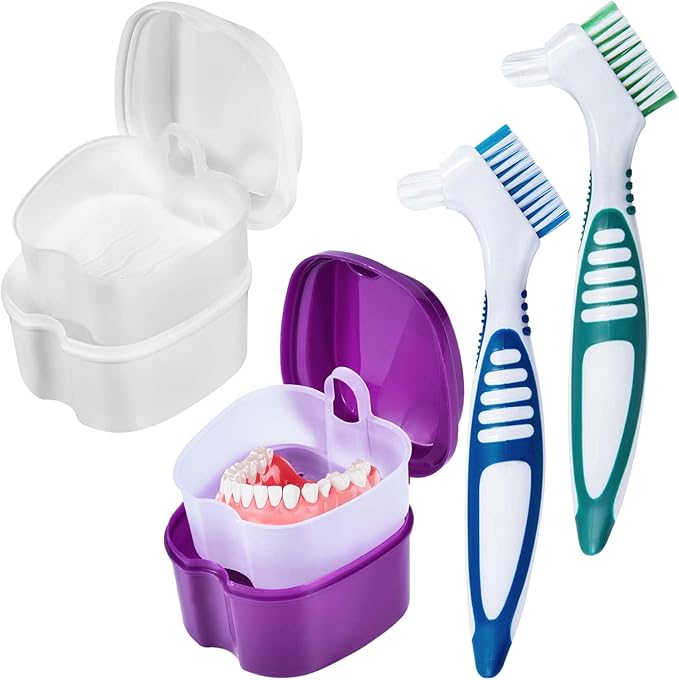 2 Pack Denture Bath Case Cup Box Holder Storage Container by KISEER