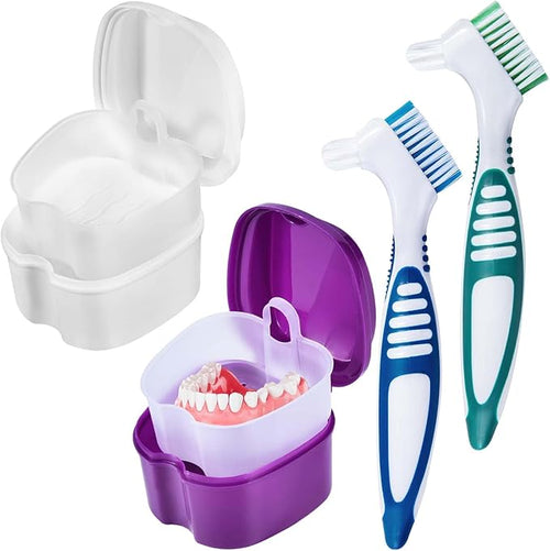 2 Pack Denture Bath Case Cup Box Holder Storage Container by KISEER