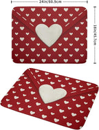 Valentines Day Dish Drying Mat for Kitchen Counter 18x24 Cream Red Love Heart - Image 2