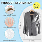 BEISHIDA 25PCS 35.5 Inch Plastic Garment Bag-Plastic Clear Dry Cleaner Laundry - Image 2