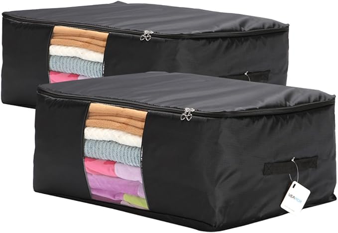 Comforter Storage Bags Pack of 2, Pillow Beddings/Blanket Clothes Organizer by VEAMOR