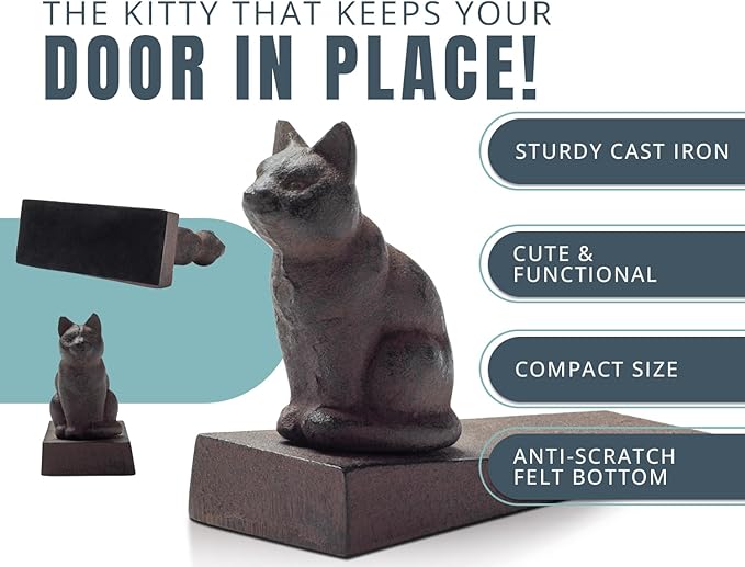 Comfify Vintage Cast Iron Cat Door Stop – One Decorative Wedge - Image 2