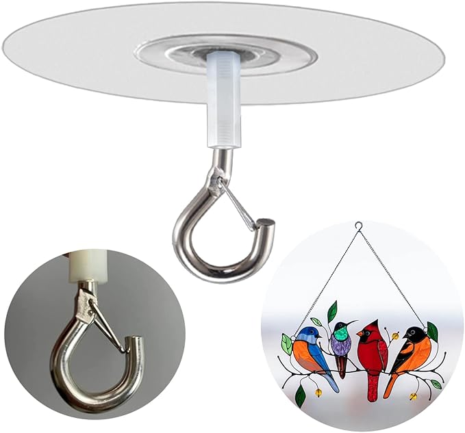 No Hole Adhesive Ceiling Hooks for Hanging Light Plants, Sticky Eye Hooks for by Crhexpva