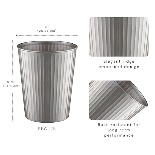 Monarch Abode Metal Bathroom Trash Can – Waste Basket - Image 2
