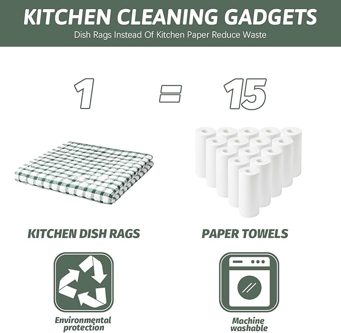 Nialnant 8 Pcs Kitchen Dish Rags, 100% Cotton Kitchen Towels Soft Absorbent - Image 4