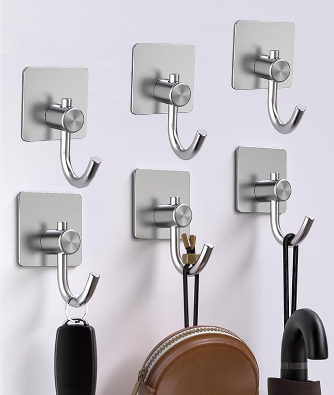 Self Adhesive Towel Hooks, Waterproof Rustproof Stainless Steel Sticky Wall - Image 8