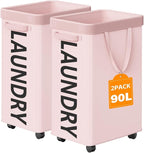 2 Pack Rolling Laundry Basket by Optish