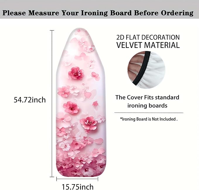 Nuxovilar Pink Watercolor Flowers Ironing Board Cover, This Cover Fits Most - Image 4