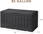 Devoko 85 Gallon Deck Box Lockable Resin Outdoor Storage Box waterproof Outdoor Container for Patio Furniture Cushions, Pillow (Black) - Image 7