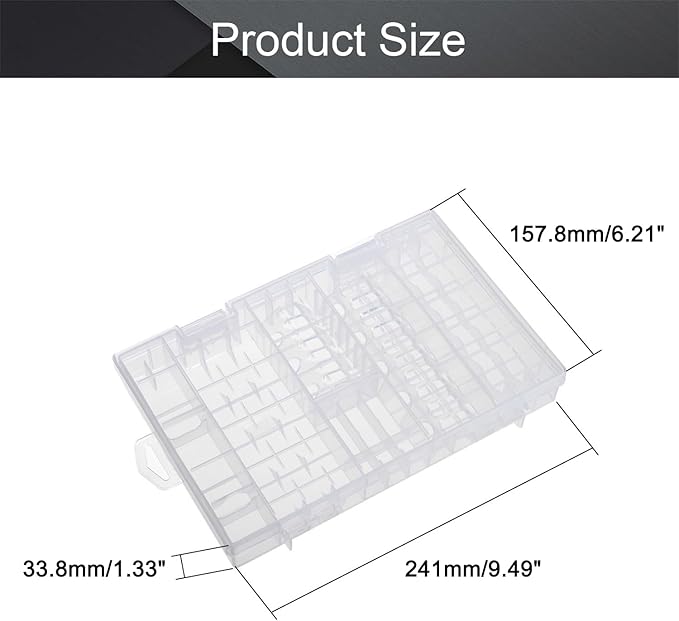 Fielect AAA/AA/C/D Battery Storage Case Holder Organizer Box Transparent - Image 2
