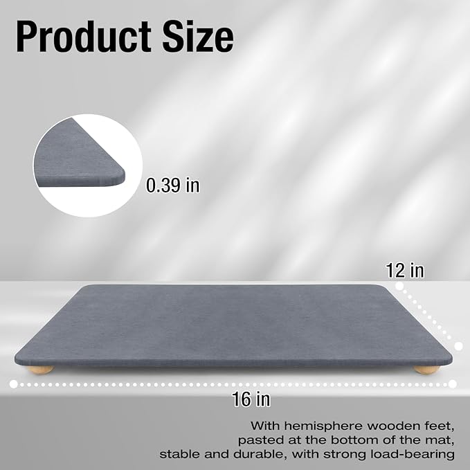 Stone Dish Drying Mat for Kitchen Counter, Heat Resistant - Image 5
