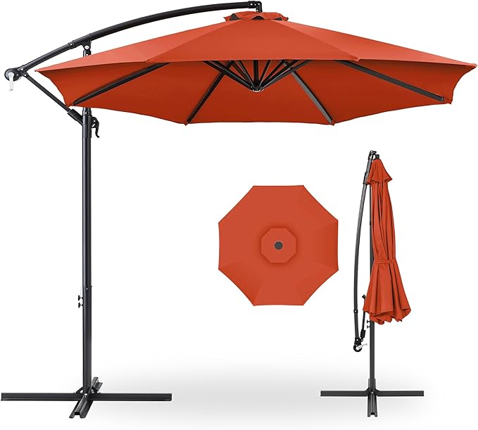 Best Choice Products 10ft Offset Cantilever Hanging Market Patio Umbrella, 8 Sturdy Ribs, Easy Adjustment - Rust by BestChoiceProducts