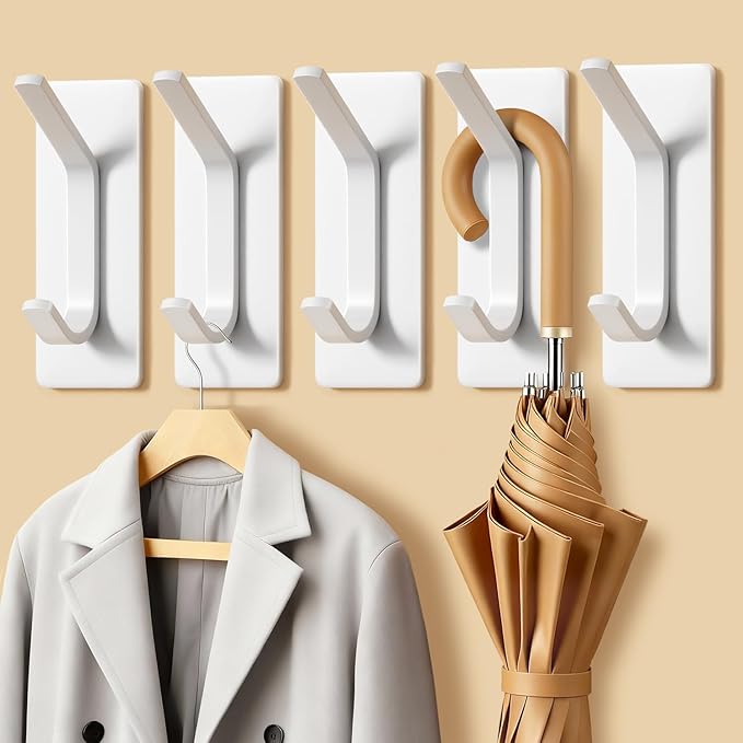 Auxmir Self Adhesive Hooks for Hanging 15lb, Stainless Steel Wall Hooks for by Auxmir