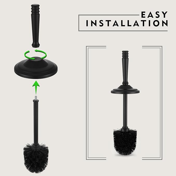 Black Toilet Brush and Holder Set, Stainless Steel Toilet Brush - Image 4