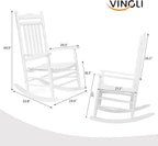 VINGLI Wooden Rocking Chair, Outdoor Chair with 450 lbs Support, Relaxing Rocker with Solid Wood High Back Seat Reclining Seat for Deck, Garden, Backyard, Porch, Indoor or Outdoor Use (White, 2PCS) - Image 3