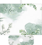 Watercolor Green Leaf Floral Dish Drying Mat by Unknown