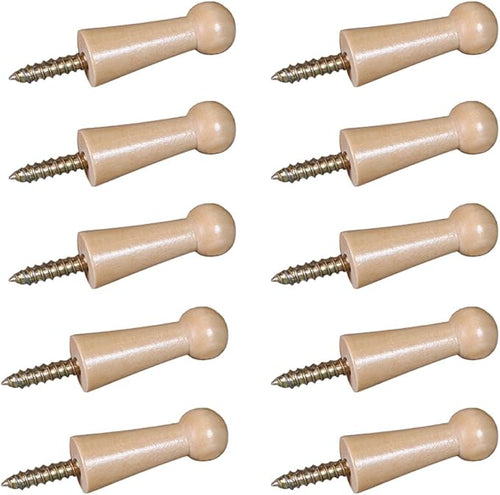 10 Pcs Screw Fixed Solid Wood Hooks, Natural Wooden Clothes Hooks Wall Mounted by Svaitend