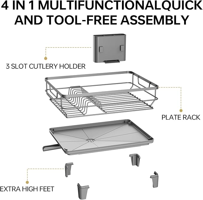 TOOLF Space-Saving Dish Drying Rack, Sink Dish Drainer Rack, Dishes Strainer - Image 8