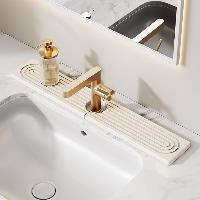 23.6 Inch Stone Faucet Mat for Kitchen Sink Splash Guard, Diatomite Sink by Unknown