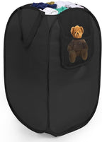 Pop Up Laundry Hamper with Side Pockets, Foldable Laundry Basket Reinforced by BATTOO