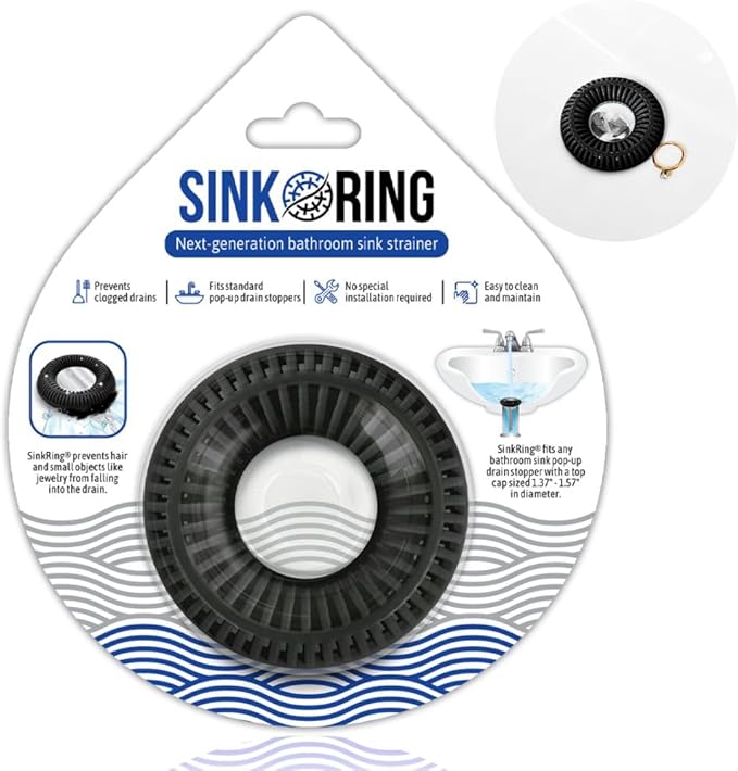 Bathroom Sink Hair Catcher for Pop-Up Drain – SinkRing 1.57" Precision Strainer by SINK+RING